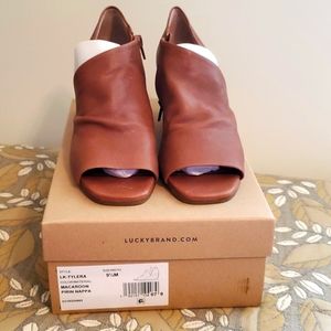 Lucky Brand Tylera Open Toe Wedge Booties 9.5
